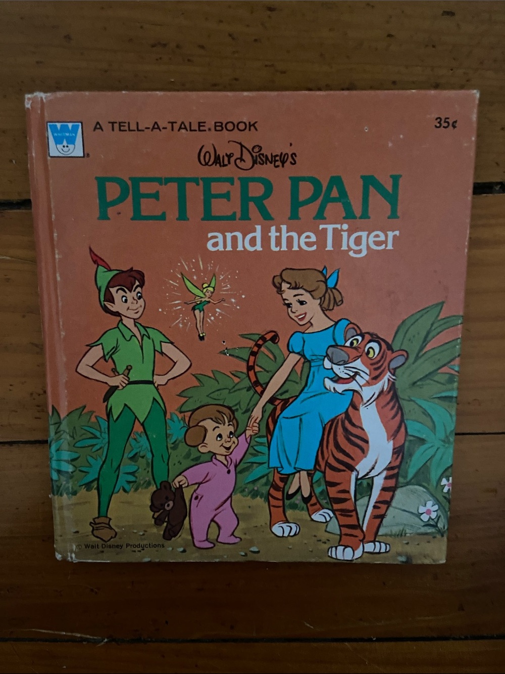 Vintage 70s 1970s Walt Disney Peter Pan Tiger Vintage Picture Book Orange Cover